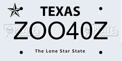 ZOO40Z Texas License Plate