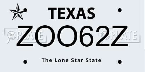 ZOO62Z Texas License Plate