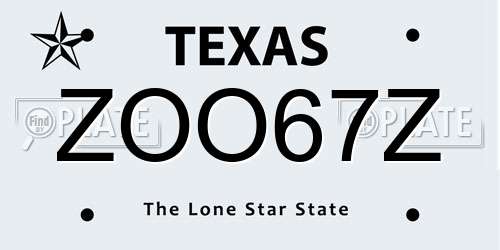 ZOO67Z Texas License Plate
