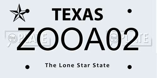 ZOOA02 Texas License Plate