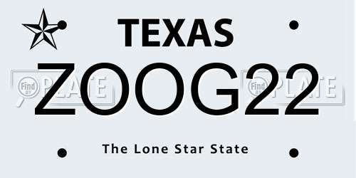 ZOOG22 Texas License Plate