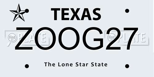 ZOOG27 Texas License Plate