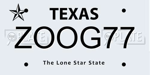 ZOOG77 Texas License Plate