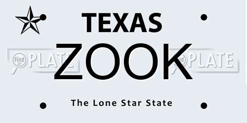 ZOOK Texas License Plate