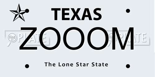 ZOOOM Texas License Plate