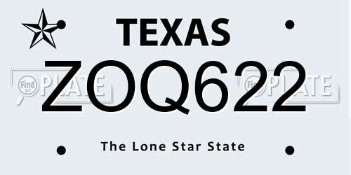 ZOQ622 Texas License Plate