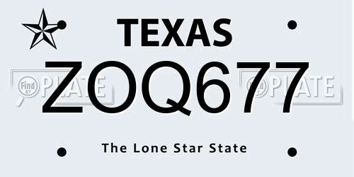 ZOQ677 Texas License Plate