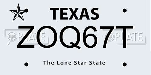 ZOQ67T Texas License Plate