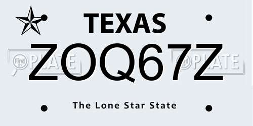 ZOQ67Z Texas License Plate