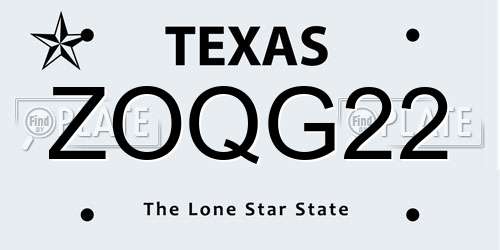 ZOQG22 Texas License Plate