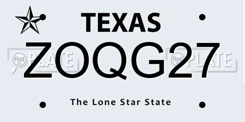 ZOQG27 Texas License Plate