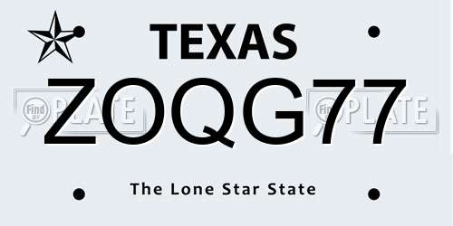 ZOQG77 Texas License Plate