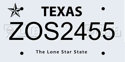 ZOS2455 Texas License Plate