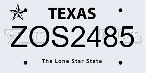 ZOS2485 Texas License Plate