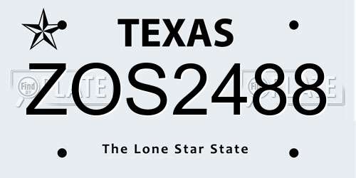 ZOS2488 Texas License Plate