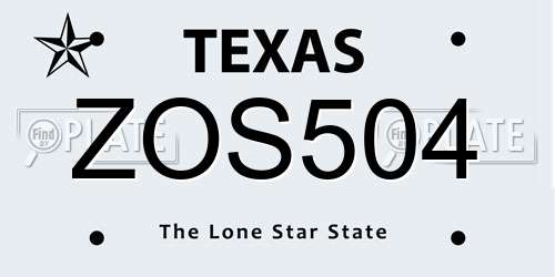 ZOS504 Texas License Plate