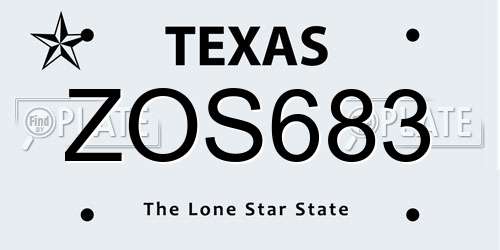 ZOS683 Texas License Plate