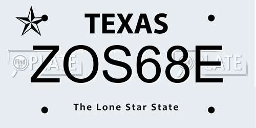 ZOS68E Texas License Plate