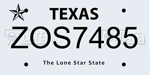 ZOS7485 Texas License Plate