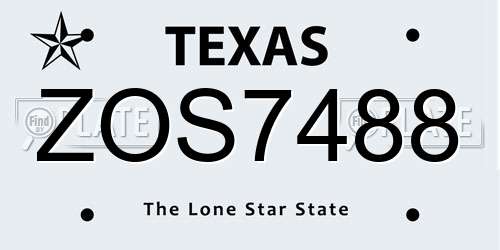 ZOS7488 Texas License Plate