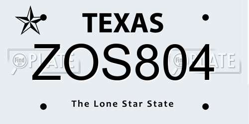 ZOS804 Texas License Plate