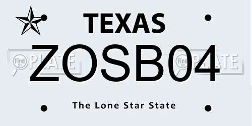 ZOSB04 Texas License Plate