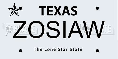 ZOSIAW Texas License Plate
