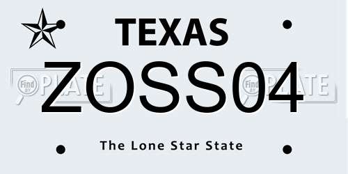 ZOSS04 Texas License Plate