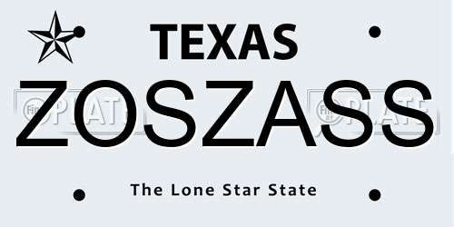 ZOSZASS Texas License Plate