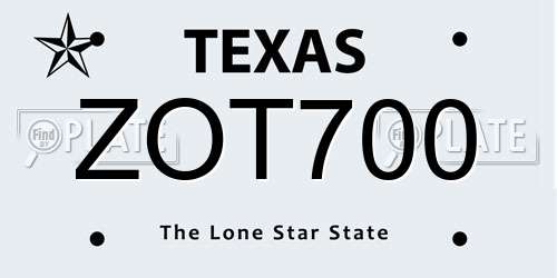 ZOT700 Texas License Plate