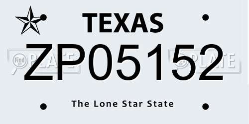 ZP05152 Texas License Plate