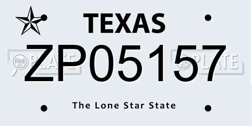 ZP05157 Texas License Plate
