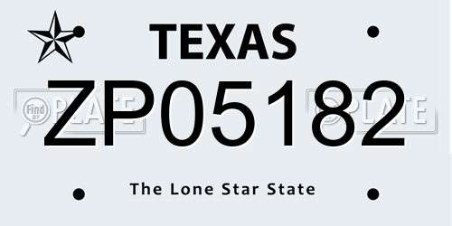ZP05182 Texas License Plate