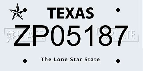 ZP05187 Texas License Plate