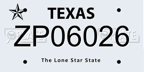 ZP06026 Texas License Plate
