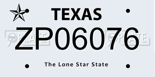 ZP06076 Texas License Plate