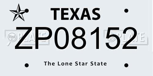 ZP08152 Texas License Plate