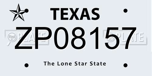 ZP08157 Texas License Plate