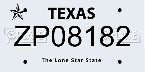ZP08182 Texas License Plate