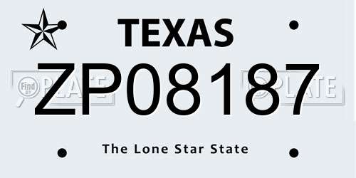 ZP08187 Texas License Plate