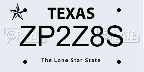 ZP2Z8S Texas License Plate