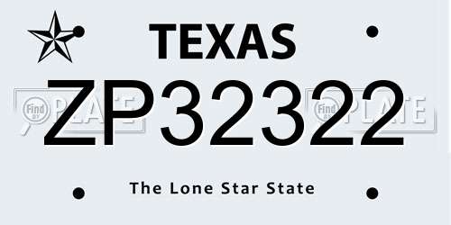ZP32322 Texas License Plate