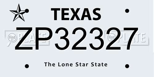 ZP32327 Texas License Plate