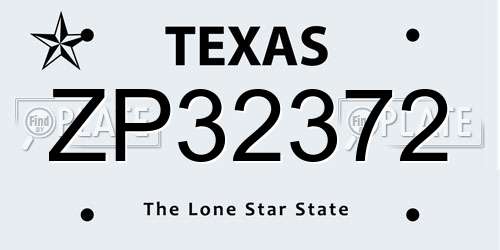 ZP32372 Texas License Plate