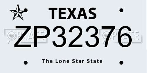 ZP32376 Texas License Plate