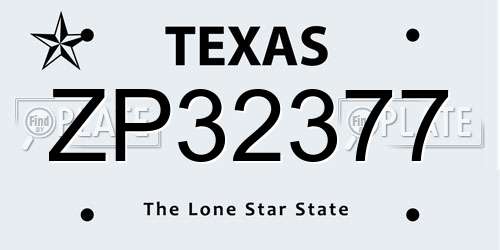 ZP32377 Texas License Plate