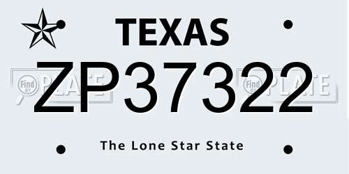 ZP37322 Texas License Plate