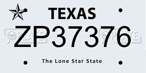 ZP37376 Texas License Plate