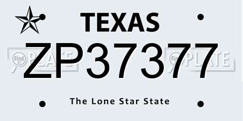ZP37377 Texas License Plate