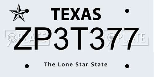 ZP3T377 Texas License Plate